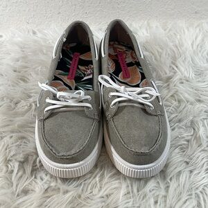 ROCK & CANDY Duffy Gray Canvas Boat Slip On Loafers Shoes Size 11 NEW